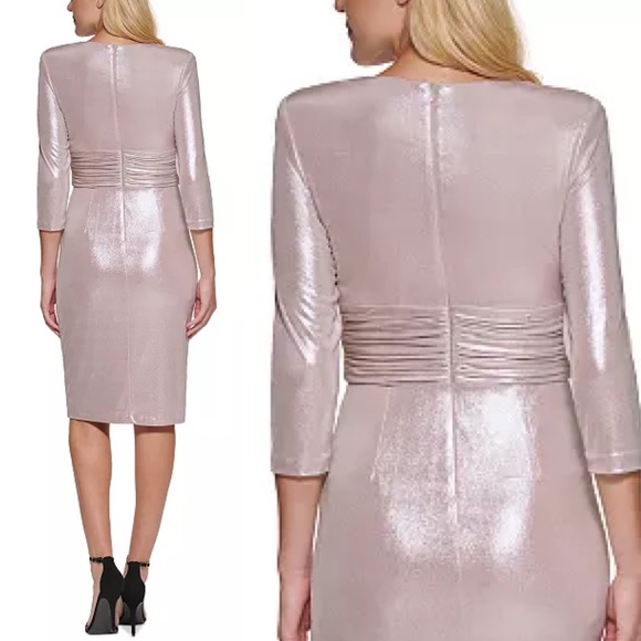 VINCE CAMUTO
Foil-Knit Midi Dress size 10 NWT rose blush metallic - Picture 3 of 7